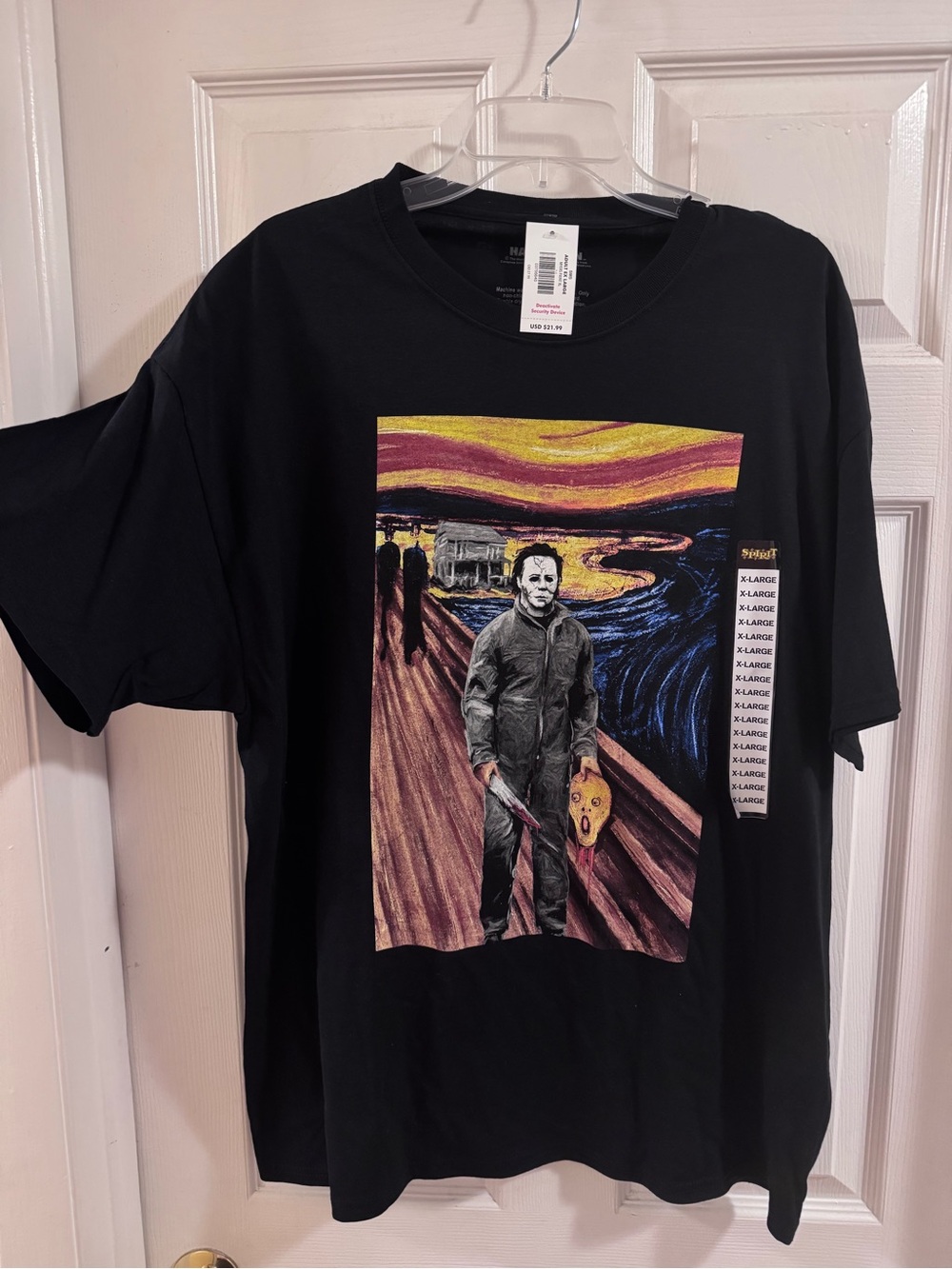 Unisex Graphic Black Horror Tee with Multicolor Print